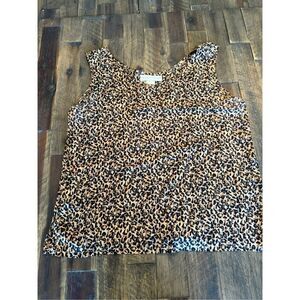 Jane yeahna 100% silk blouse size medium cheetah print tank career